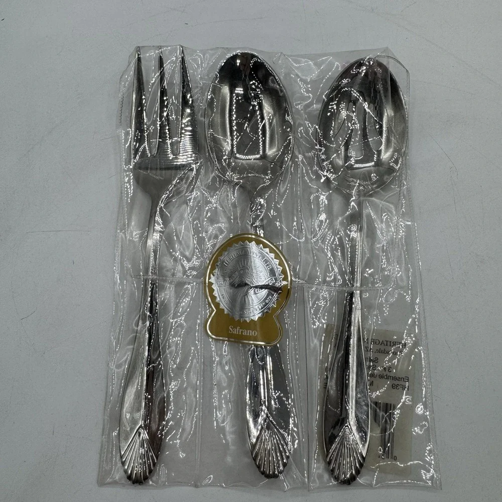 Heritage Mint Safrano GLOSSY 18/0 Stainless Serving Flatware Sets 11 Pieces